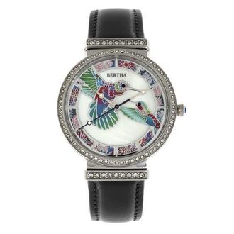 Bertha Sunglasses Emily Mother-Of-Pearl Bracelet Watch in Silver/black at Nordstrom