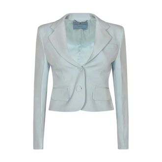 Ermanno Scervino Jassen, Dames, Blauw, M, Leer, Giacca Monopetto