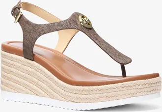 Michael Kors Val Signature Logo Thong Wedge Sandal