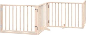 vidaXL Puerta Para Perros Con Puerta Plegable De 4 Paneles, 320 Cm, Madera De &Aacute;lamo Vidaxl