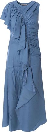 Ulla Johnson Elegante Gedrapeerde Maxi Jurk - Dames - Feestkleedjes - Blauw - S - Polyester - Kleedjes