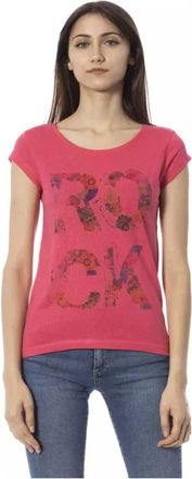 Trussardi Roze Katoenen T-Shirt met Voorkant Print - Dames - T-shirts - Roze - L - Katoen - Tops