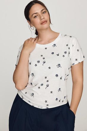 Maeve Caitlin Cotton Embroidered Boxy Tee