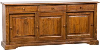 Biscottini International Biscottini - Alacena De Estilo Country De Madera Maciza De Tilo Acabado Con Efecto Nogal 197x50x91 Cm
