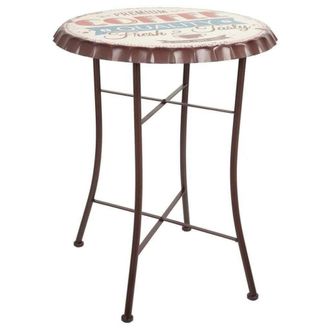 Wanderlust Deco Mesa redonda de metal blanco