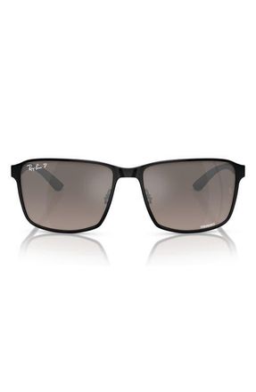 Ray-Ban Chromance 55mm Polarized Square Sunglasses in Black/grey at Nordstrom
