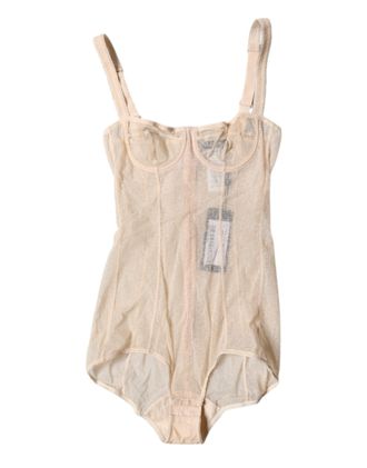 Dolce & Gabbana Beige Tulle Balconette Bra Bodysuit Womens Underwear