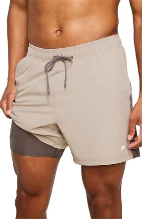 Fabletics Mens The O2 Run Short Lined 5in in Brutalist Khaki/taupe Slate at Nordstrom, Size Xx-Large