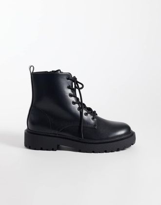 Asos stivaletti stringati con suola spessa neri-Nero