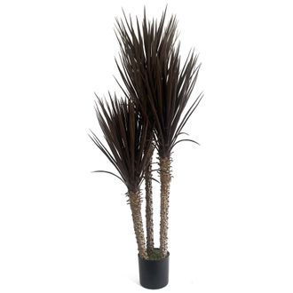 Leaf 155cm UV Resistant Artificial XL Triple Yukka Tree Plant Spiky Tree Triple Dark in Dark Brown