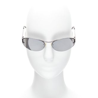 Versace N17 89M/247 Greca leg grey lens futuristic oval sunglasses