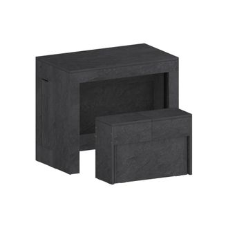 Dmora Conjunto De Mesa Y Sillas Crispin, Composici&oacute;n Multiusos, Conjunto Con Consola Y 1 Banco Extensible, 100% Made In Italy, 66x25h45 Cm, Pizarra, Con Emb