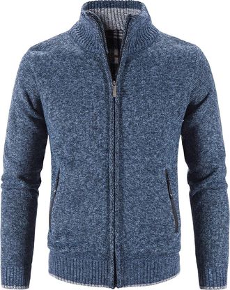 Men's Cardigan Sweater Fall Stand Collar Fleece Full