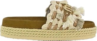 Mou Fringe-Detail Woven Rope Sandals With Cushioned Footbed