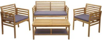 Hhg Hhg - Conjunto De Jard&iacute;n 218b, Grupo De Asientos Conjunto De Balc&oacute;n Conjunto De Sal&oacute;n, Madera Maciza De Acacia Certificado Mvg, Cojines Gris Oscuro