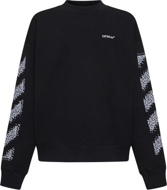Off-white Zwarte Skater-Fit Sweatshirt met Pixel Diag - Heren - Sweatshirts - Zwart - M - Katoen - Hoodies & sweatvesten