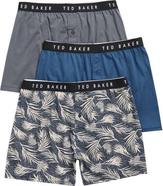 Ted Baker Assorted 3-Pack Knit Boxers in Navy/Grey at Nordstrom Rack, Size X-Large