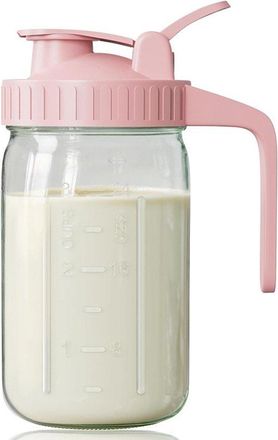 OEM Jarra De Leche - Tarro De Vidrio De 946 Ml (32 Oz) Con Boquilla Herm&eacute;tica Para Almacenar Leche, Leche Materna, T&eacute; Helado Y Bebidas Fr&iacute;as - Rosa