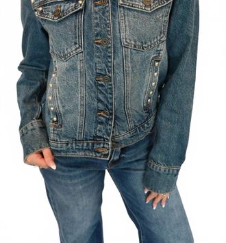 Hidden Jeans Denim Trucker Jacket In Med-Dark Wash