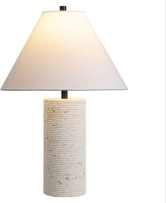Jonathan Y Designs Kelsey 22.50 Modern Minimalist Travertine Column LED Table Lamp in Beige/black at Nordstrom