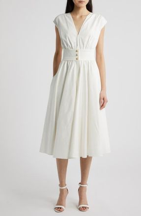 Kobi Halperin Rose Cotton Blend Midi Dress in White at Nordstrom, Size X-Large