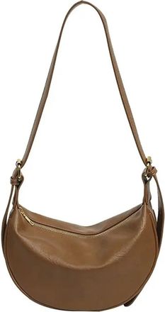 Generic Compatible For Retro Womens Shoulder Bag Dumpling Shaped Crossbody Commuter Zipper Single Strap Polyester Lining(Red)