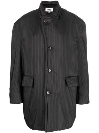 Maison Margiela Giacca gessata con abbottonatura frontale - Nero