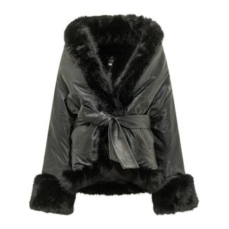Rotate Bonded Leather Jacket - Dames - Leren en Su&egrave;de Jassen - Zwart - XS - Leer - Jassen