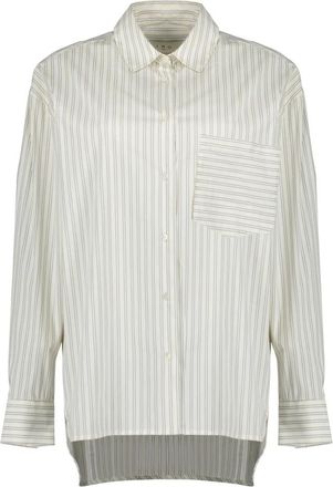 Iro Lasmy Oversized Gestreept Shirt - Dames - Overhemden - Beige - M - Katoen - Overhemden