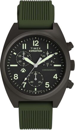 Timex Expedition Capstone Chronograph Silicone Strap Watch, 41mm in Gunmetal at Nordstrom