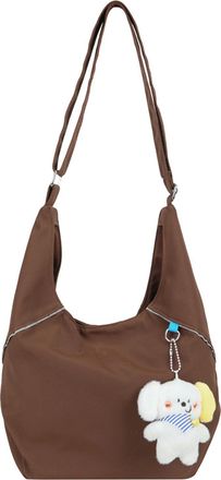 Generic Cymwer Nylon Fashion Shoulder Bag with Pendant Tote Bags for Women Work Shopping(Brown) (Brown)