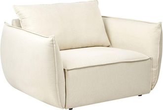 Beliani Beliani - Sill&oacute;n De Tela Bajo Asiento Profundo Y Ancho Respaldo Acolchado Acogedor Moderno Beige Claro Kunes