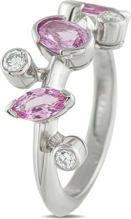 Cartier Anello Meli Melo in platino con diamanti e zaffiro rosa - Argento