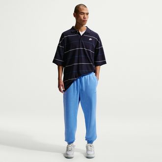 Nike Mens Nike Sportswear Club Washed Cuffed Fleece Pants in Blue | IQ1218-412