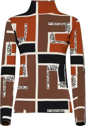 Fendi Turtleneck Trui - Dames - Coltruien - Veelkleurig - XS - Polyester - Truien & Vesten