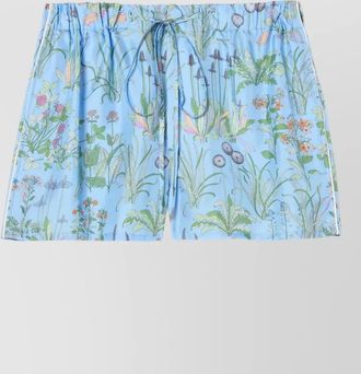 Gucci silk twill shorts floral print piping