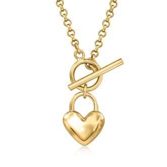 Ross-Simons Italian 18kt Gold Over Sterling Heart Toggle Necklace