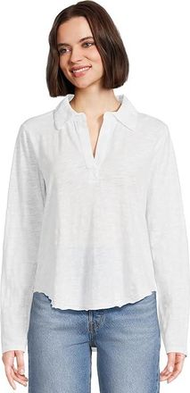 Mod-o-doc Long Sleeve Easy Polo T-Shirts Womens Clothing White 1 : LG (US 12-14), Cotton