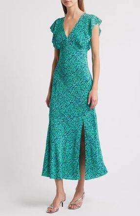 Rails Dina Flutter Sleeve Midi Dress in Green Speckled at Nordstrom Rack, Size X-Small