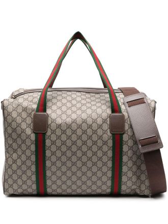 Gucci Medium duffeltas met Web-streep - Beige