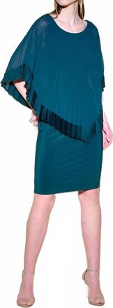 Joseph Ribkoff Knee-Length Pleated Sheath Dress In Alpine Green