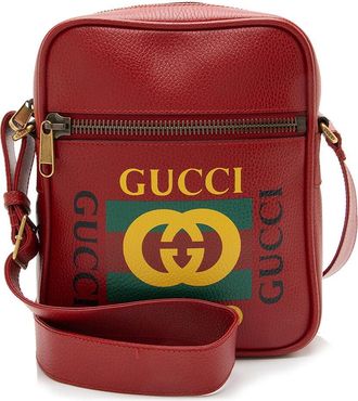 Gucci Red Leather Logo Messenger (Authentic Pre-Loved)