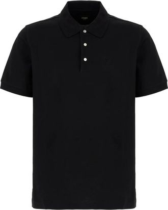 Fendi Tops, Heren, Zwart, S, Katoen, Polo Shirt met Logo