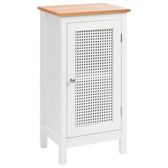 Beliani Mueble De Ba&ntilde;o 30 X 75 Cm Almacenaje Para Ba&ntilde;o Con Estantes Y Puertas Perforadas Mdf Blanco Alamos