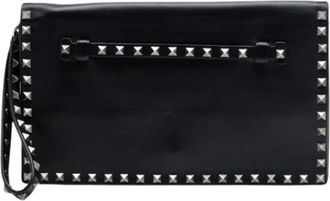 Valentino Pre-owned Studded Leather Clutch - Dames - Vintage Clutch - Zwart - ONE Size - Leer - Vintage