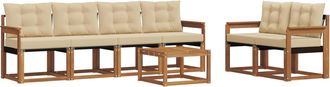 vidaXL Conjunto De Sof&aacute;s De Exterior 7 Uds. Natural Y Beige Vidaxl