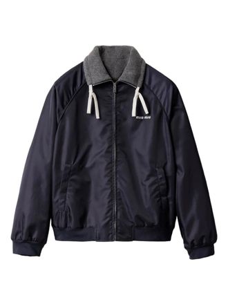 Miu Miu Omkeerbaar bomberjack met geborduurd logo - Blauw