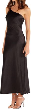 Minkpink Ella One Shoulder Midi Dress In Black