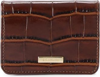 Brahmin Clementine Embossed Leather Card Case in Pecan Windswept at Nordstrom