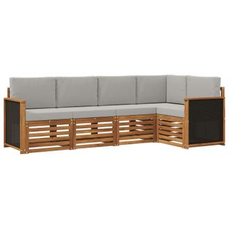 vidaXL Conjunto De Sof&aacute; Seccional Con Coj&iacute;n 4 Pcs Natural Y Gris Claro Vidaxl